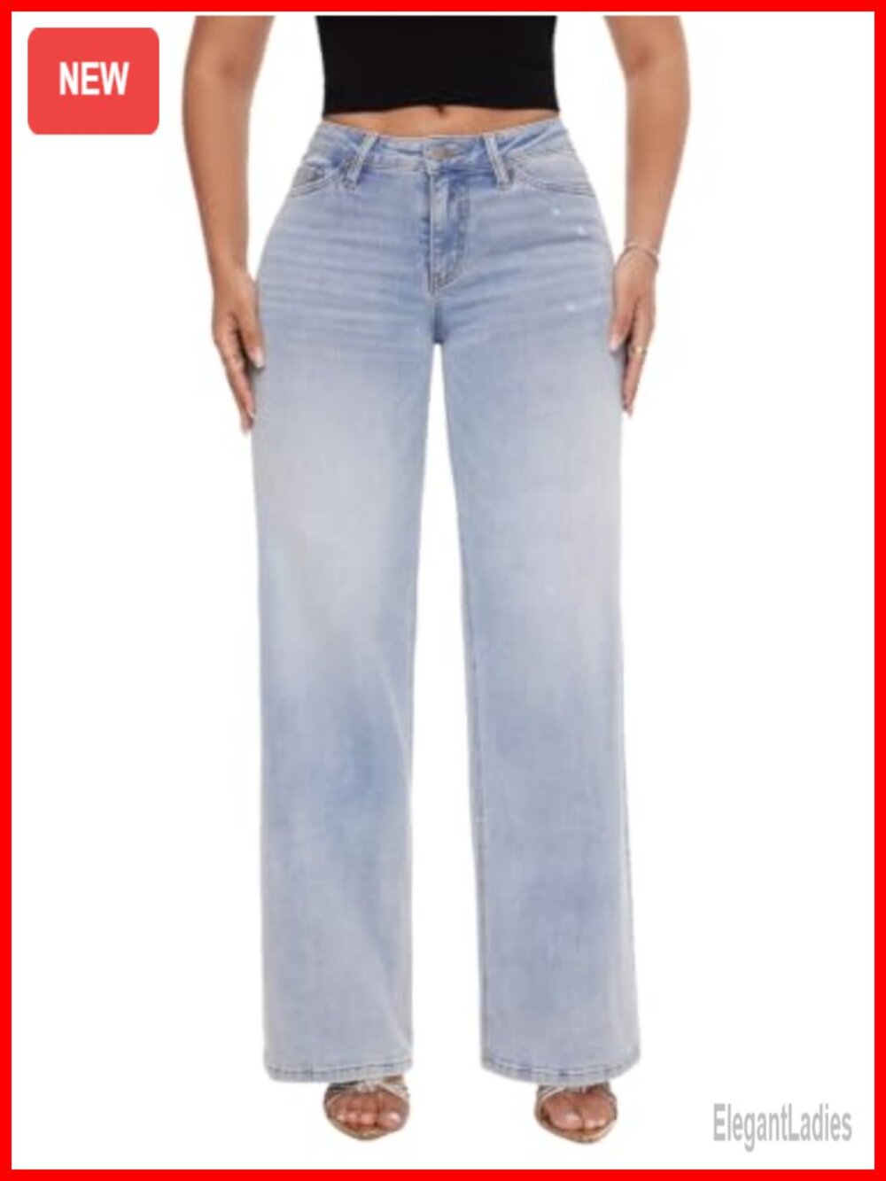 Wide Leg Jeans for Women Mid Low Rise Stretchy Denim Pants